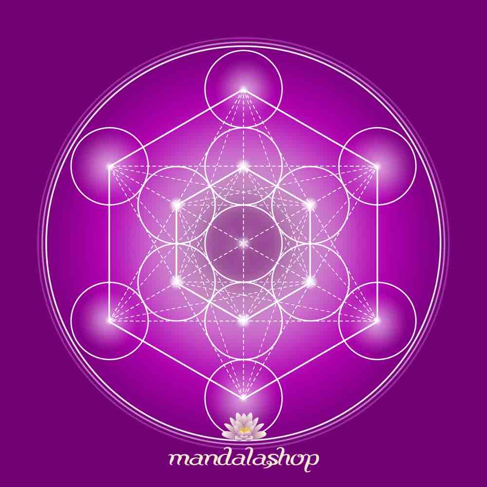 Cube de Métatron violet, création unique symbolisant l'harmonie, l’équilibre et la géométrie sacrée