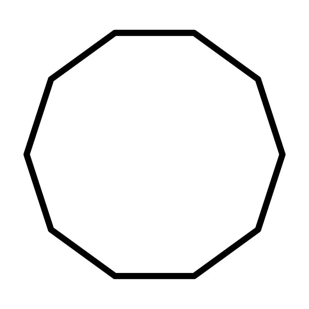 Decagono regolare, figura geometrica con dieci lati uguali e angoli uguali, simbolo di armonia e simmetria