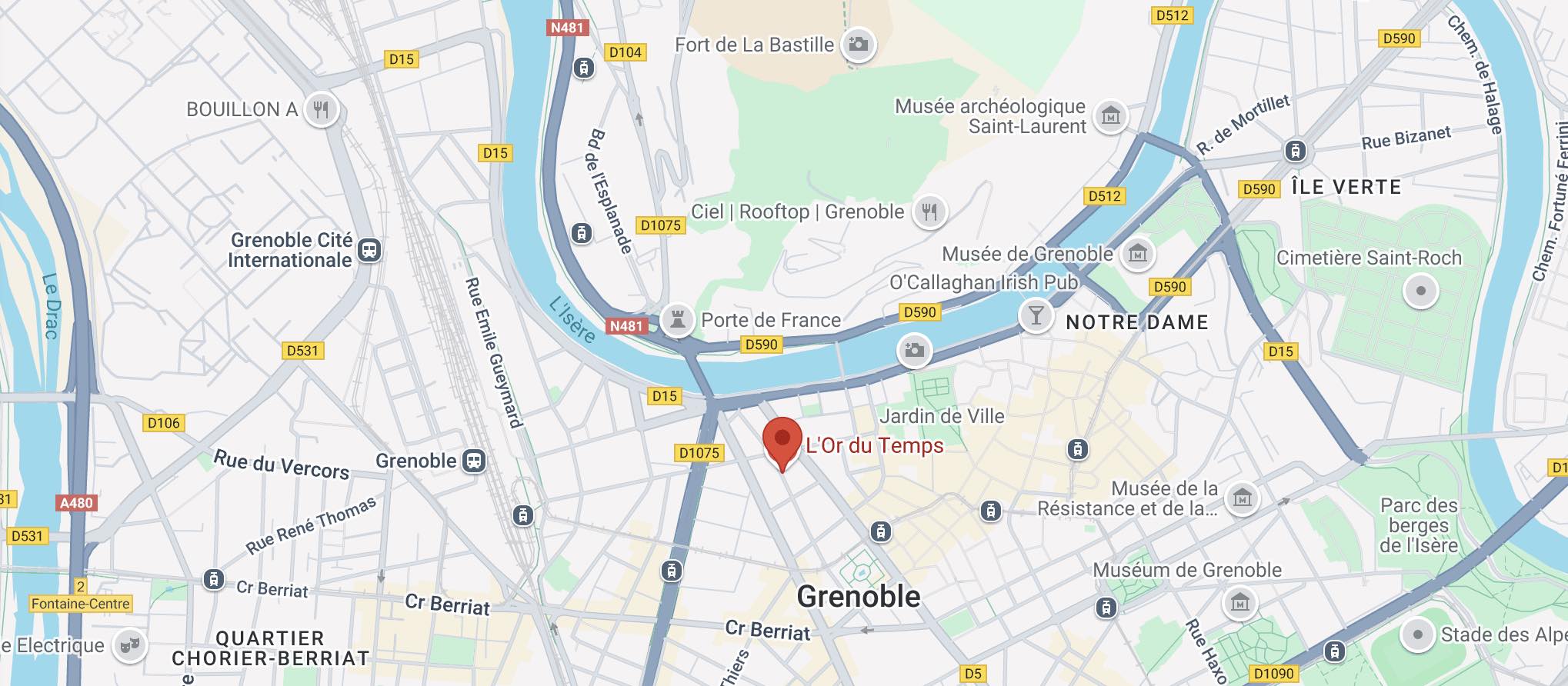 plan boutique l'or du temps grenoble
