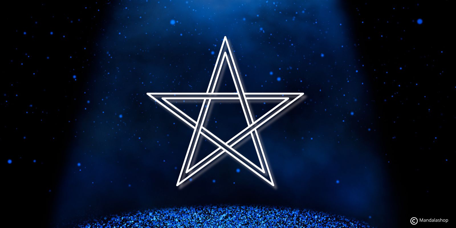 Pentagramma su sfondo blu, simbolo di protezione energetica, equilibrio delle forze e difesa dalle energie negative