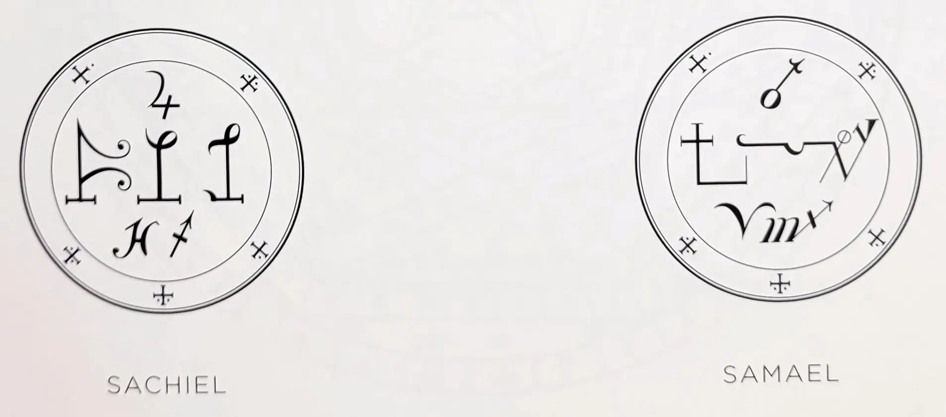 Illustrazione dei sigilli degli Arcangeli secondo J. G. Faust, disegni sacri per la protezione e la rivelazione spirituale
