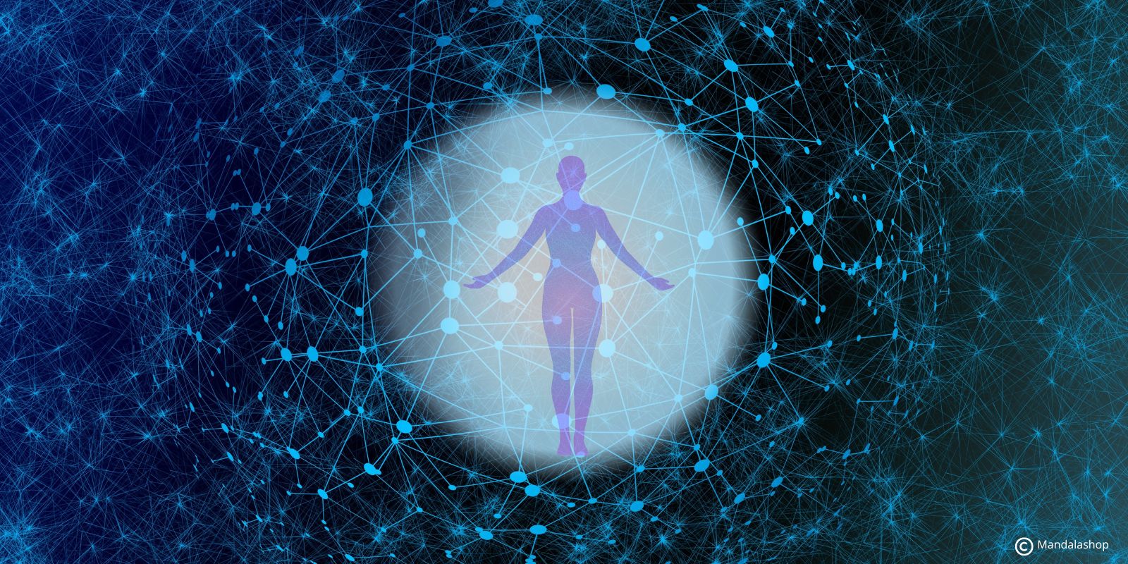 A person caught in a saturated web, symbolizing distraction by external phenomena and the superficial search for meaning