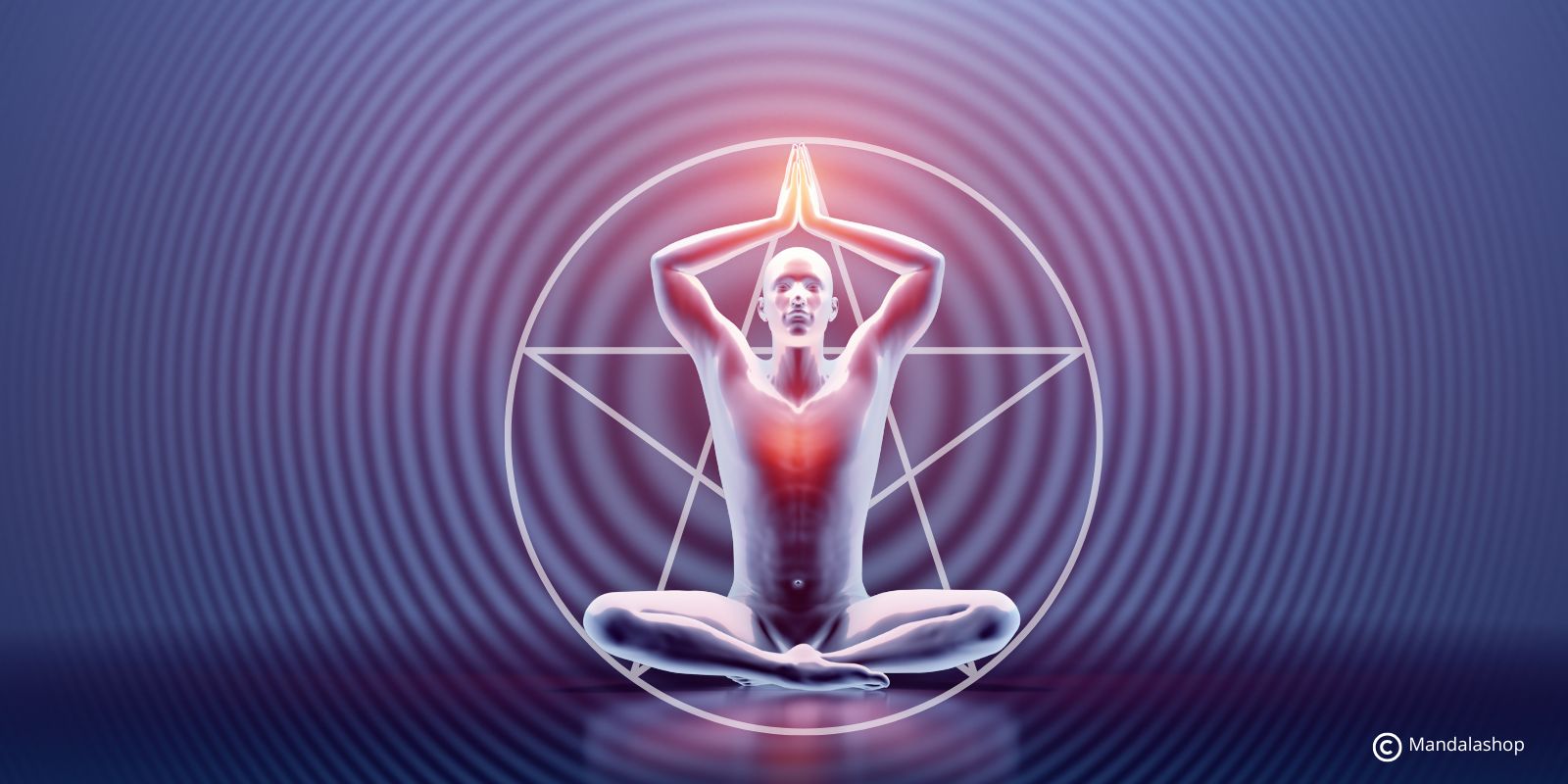 Silueta meditativa en un pentagrama: mens sana in corpore sano