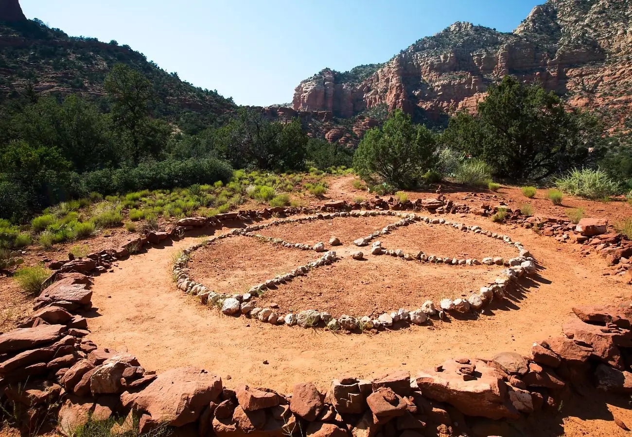 Sacred medicine wheel, representation of the cycle of life and spiritual balance according to Amerindian tradition
