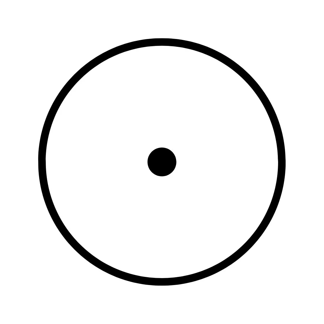 Símbolo del sol representado por un círculo con un punto en el centro